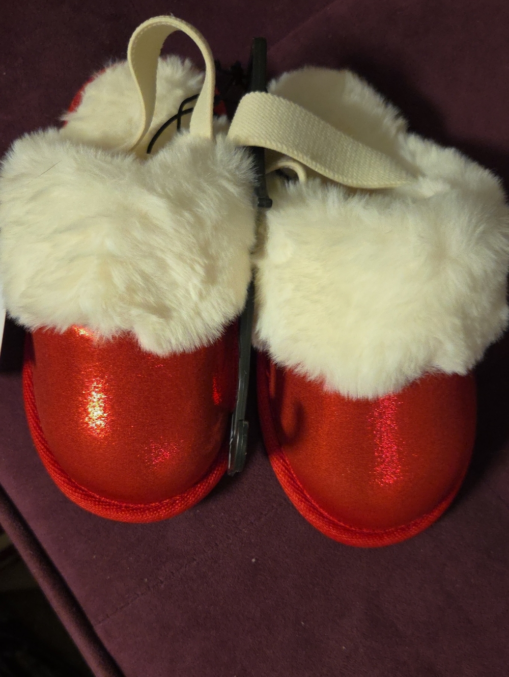 Red Glitter Faux Fur Slippers